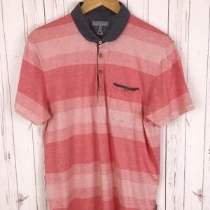 Ted Baker Mens Red Striped Slim Fit Short Sleeve
